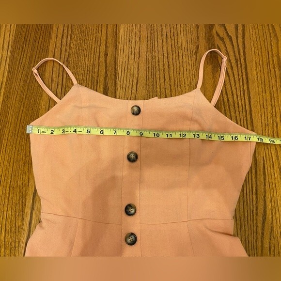 Molly Green Vintage Style Peach Button Down Strappy Cottage Dress with Bow Back - Picture 7 of 16